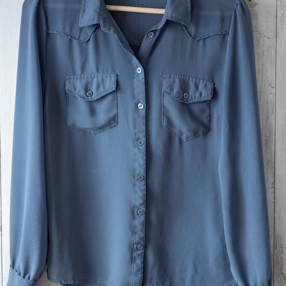 Urban Outfitter's Sheer Blue Blouse with Western Details- Make an Offer!